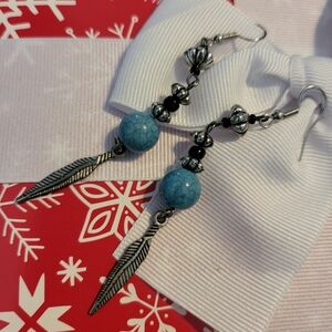 Elegant Blue Beaded Dangle Earrings